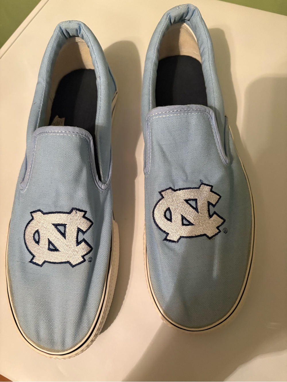 Forever Collectibles Light Blue Canvas Slip-On Loafers with White UNC Logo